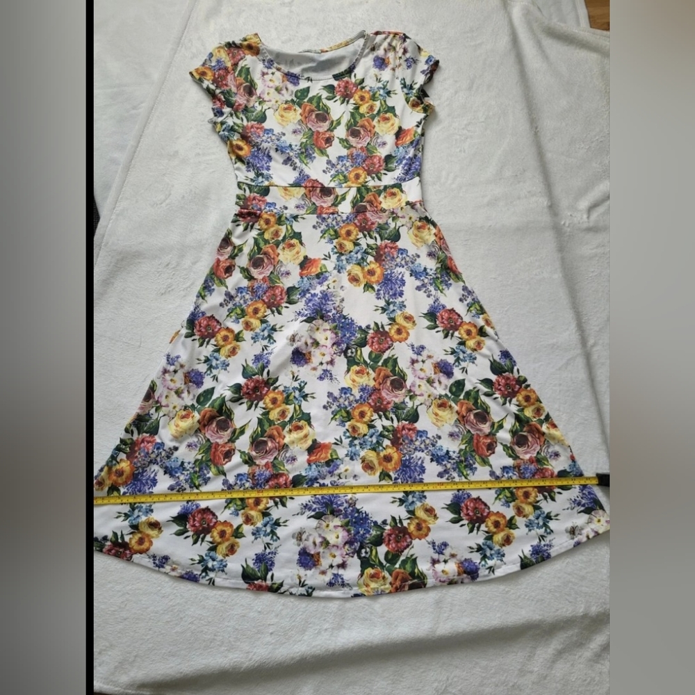 Colorful Floral Midi Vintage Dress from Europe SIZE S - Picture 4 of 14